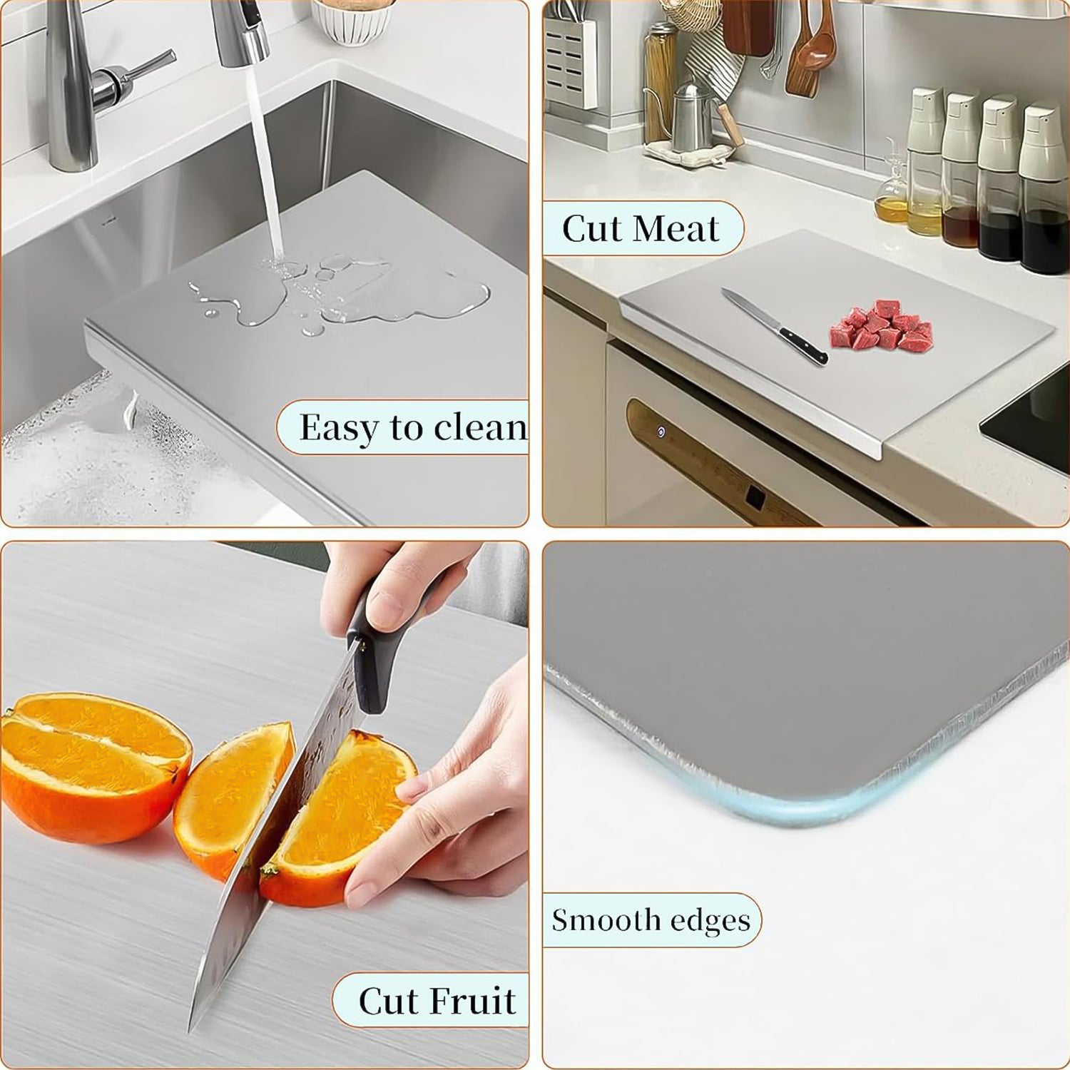 Premium Stainless Steel Anti-bacterial Chopping Board For Kitchen (1 Pc) Premium Stainless Steel Anti-bacterial Chopping Board For Kitchen (1 Pc)